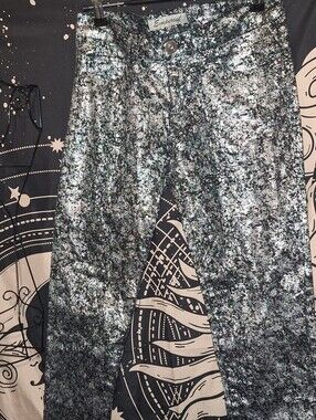 NWT Emperial Metallic Silver-Black Sparkle Pants